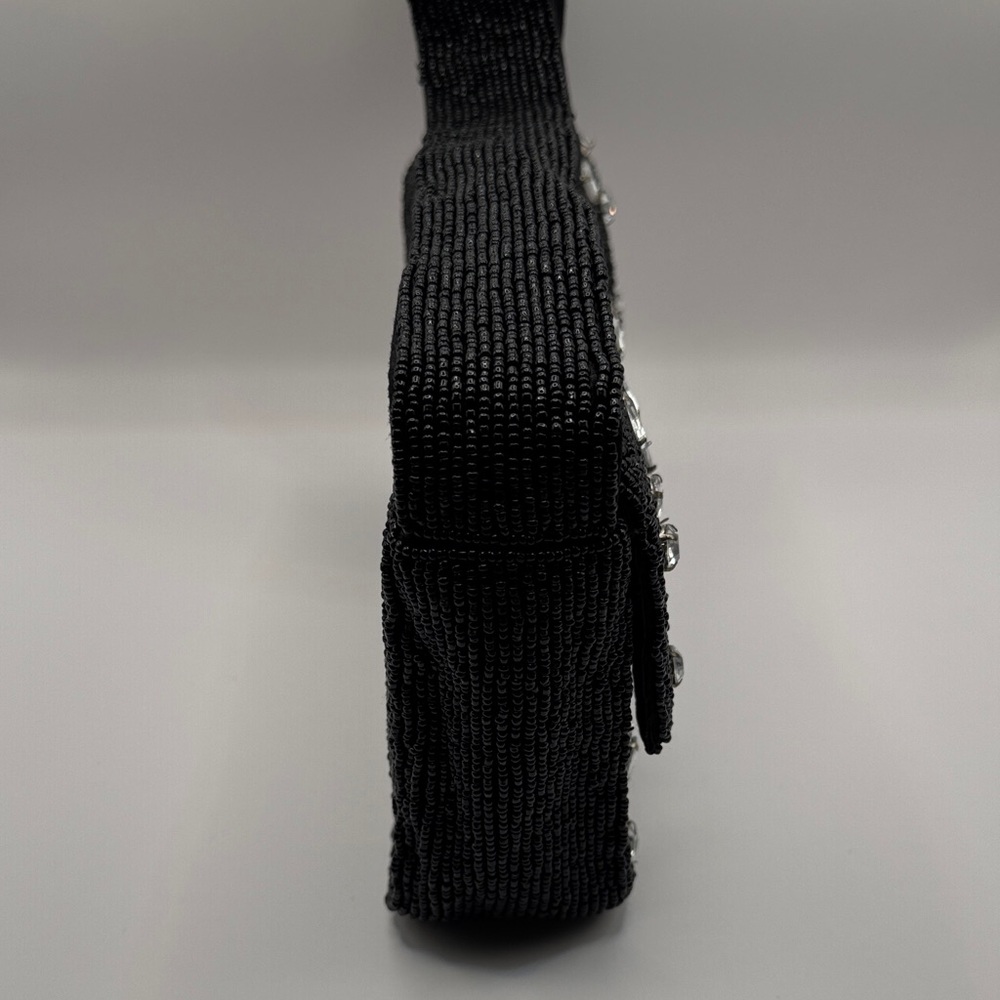 Black Beaded Crystal-Embellished Shoulder Bag - Picture 3 of 6